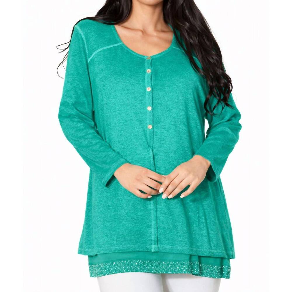 NEW ANGEL APPAREL faux layered set in teal